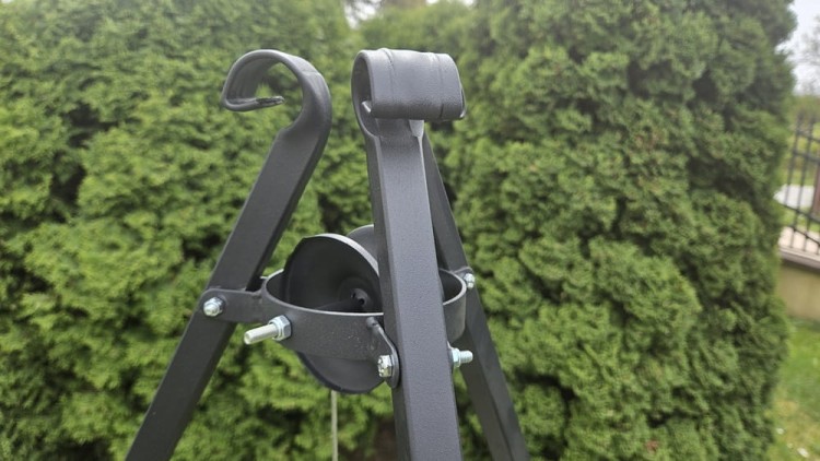 Grill Trójnóg Ogrodowy 185 cm ruszt nierdzewny regulowany kołowrotek