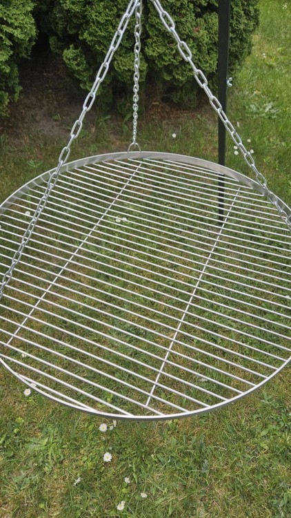 Grill Trójnóg Ogrodowy 185 cm ruszt nierdzewny regulowany kołowrotek