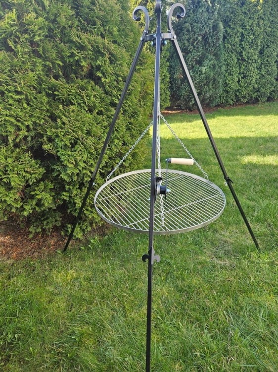 Grill trójnóg ogrodowy z rusztem nierdzewnym 70 cm grill nad ognisko ruszt