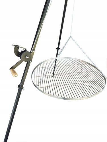 Trójnóg grill ogrodowy nad ognisko wysoki 210 ruszt nierdzewny 80 cm