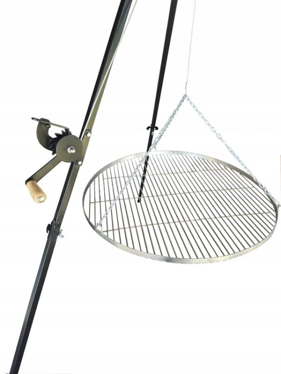 Trójnóg grill ogrodowy nad ognisko wysoki 210 ruszt nierdzewny 80 cm