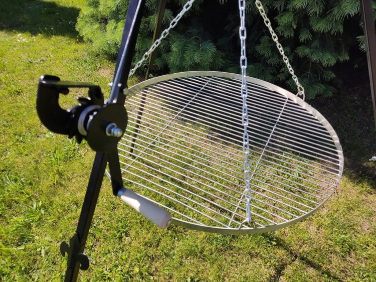 GRILL TRÓJNÓG OGRODOWY OGNISKOWY 191 STOJAK I RUSZT NIERDZEWNY NAD OGNISKO
