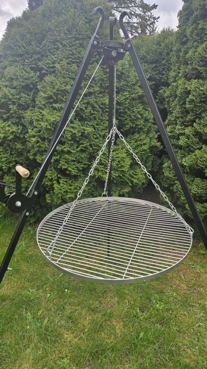 GRILL TRÓJNÓG OGRODOWY OGNISKOWY 191 STOJAK I RUSZT NIERDZEWNY NAD OGNISKO