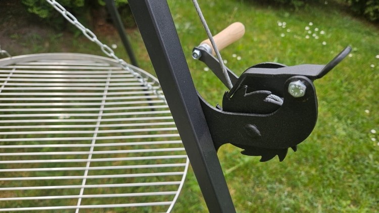 GRILL TRÓJNÓG OGRODOWY nad ognisko ruszt nierdzewny palenisko komplet