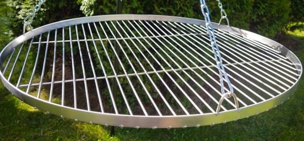 GRILL TRÓJNÓG OGRODOWY nad ognisko ruszt nierdzewny palenisko komplet
