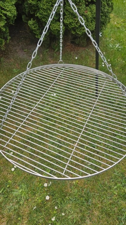 GRILL TRÓJNÓG OGRODOWY nad ognisko ruszt nierdzewny palenisko komplet