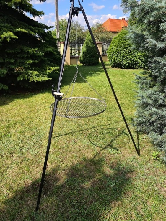 Trójnóg grill ogrodowy ruszt nierdzewny palenisko