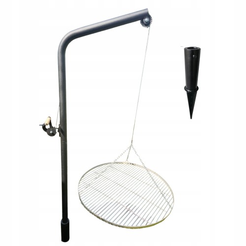 Żuraw Grill Ogrodowy z wysiegnikiem z rusztem nierdzewnym fi 80 cm uchwyt